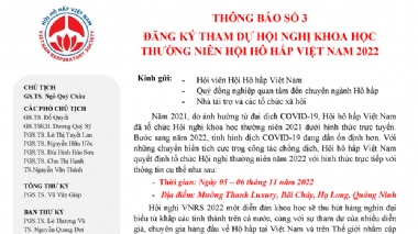 Thông báo số 05 Hội nghị khoa học thường niên Hội hô hấp Việt Nam 2022